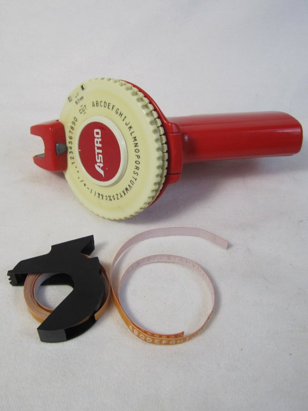Astro Compact Handheld Rotary Label Maker Embosser Orange Vintage - Tested-Works